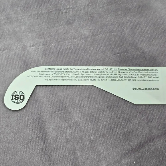 Lunt Solar System Original Solar Eclipse Safety Glasses ISO Certified 2024 - Picture 3 of 6
